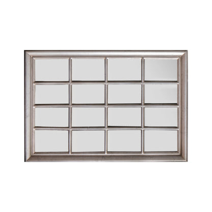 Large Rectangular Antique Silver Window Wall Mirror 106x75.5x3.5cm – Click Style