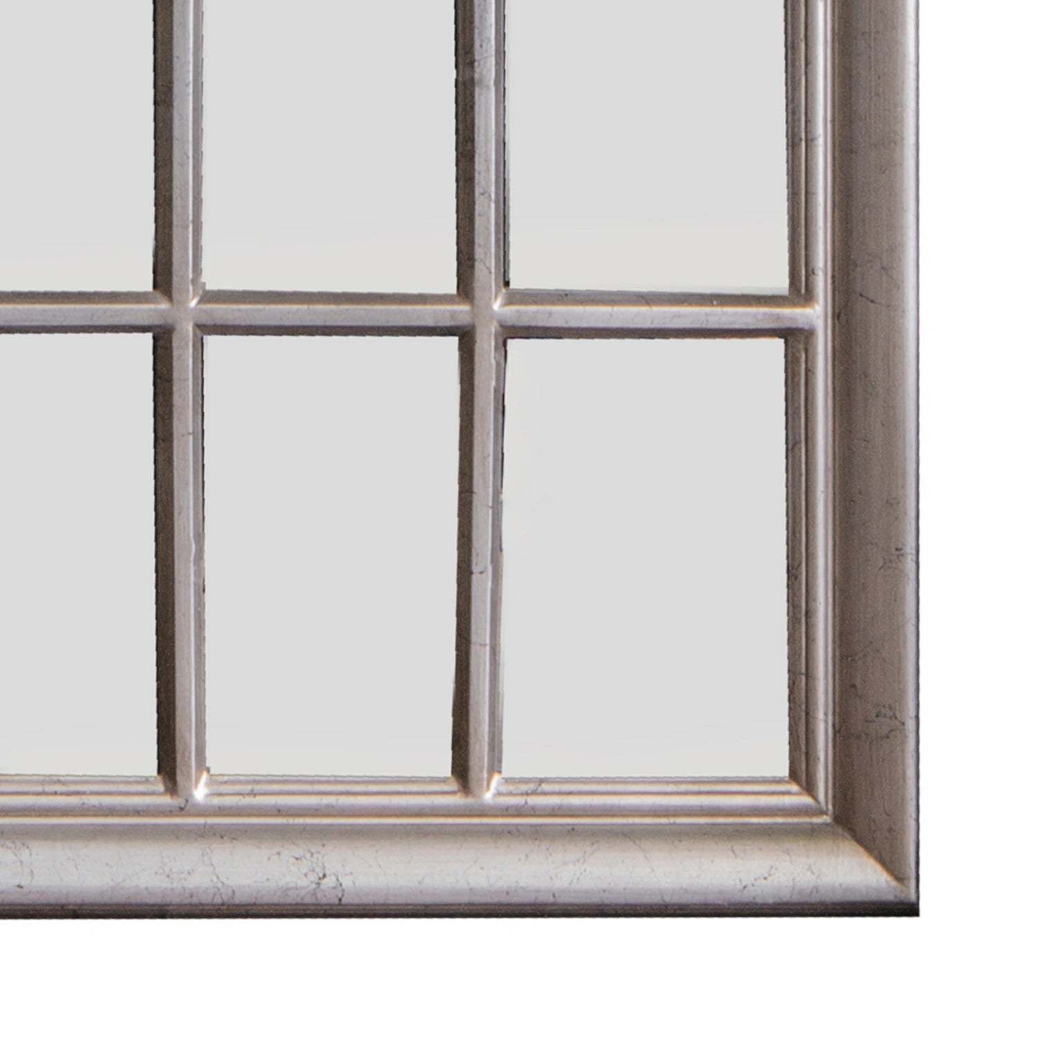 Large Rectangular Antique Silver Window Wall Mirror 106x75.5x3.5cm – Click Style