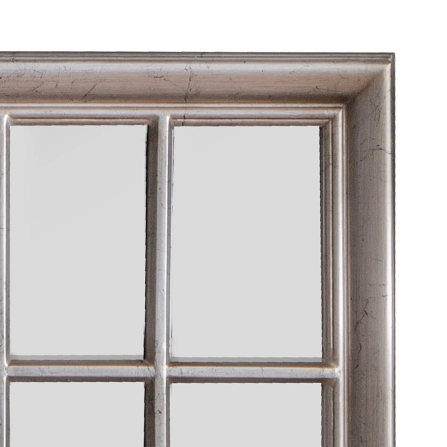 Large Rectangular Antique Silver Window Wall Mirror 106x75.5x3.5cm – Click Style