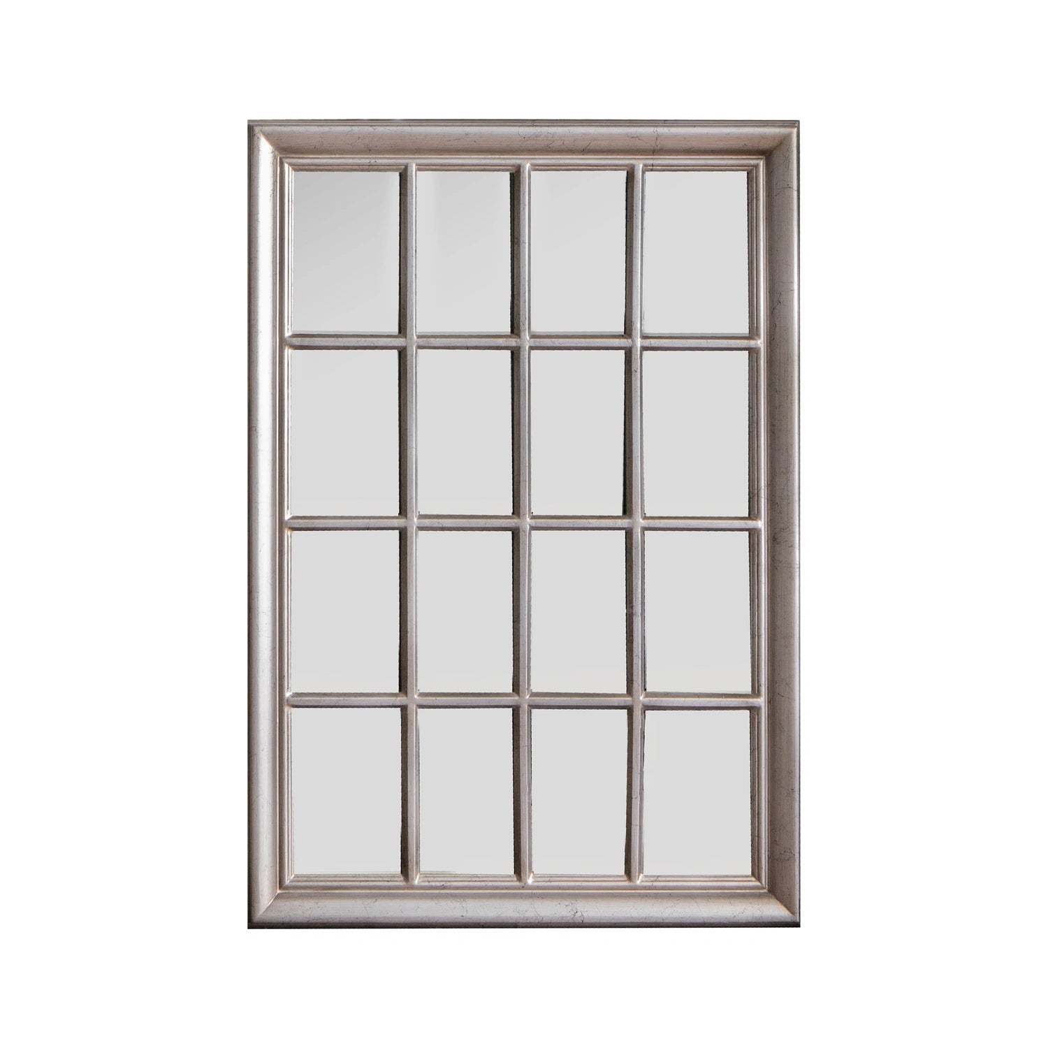 Large Rectangular Antique Silver Window Wall Mirror 106x75.5x3.5cm – Click Style