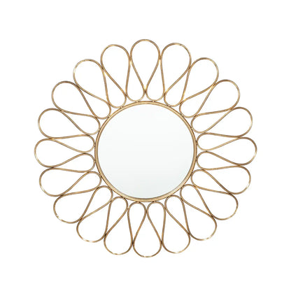 Large Round Antique Gold Metal Petal Design Wall Mirror 90x90x4cm – Click Style