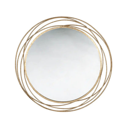 Large Round Antique Gold Metal Swirl Wall Mirror 90x90x3cm – Click Style