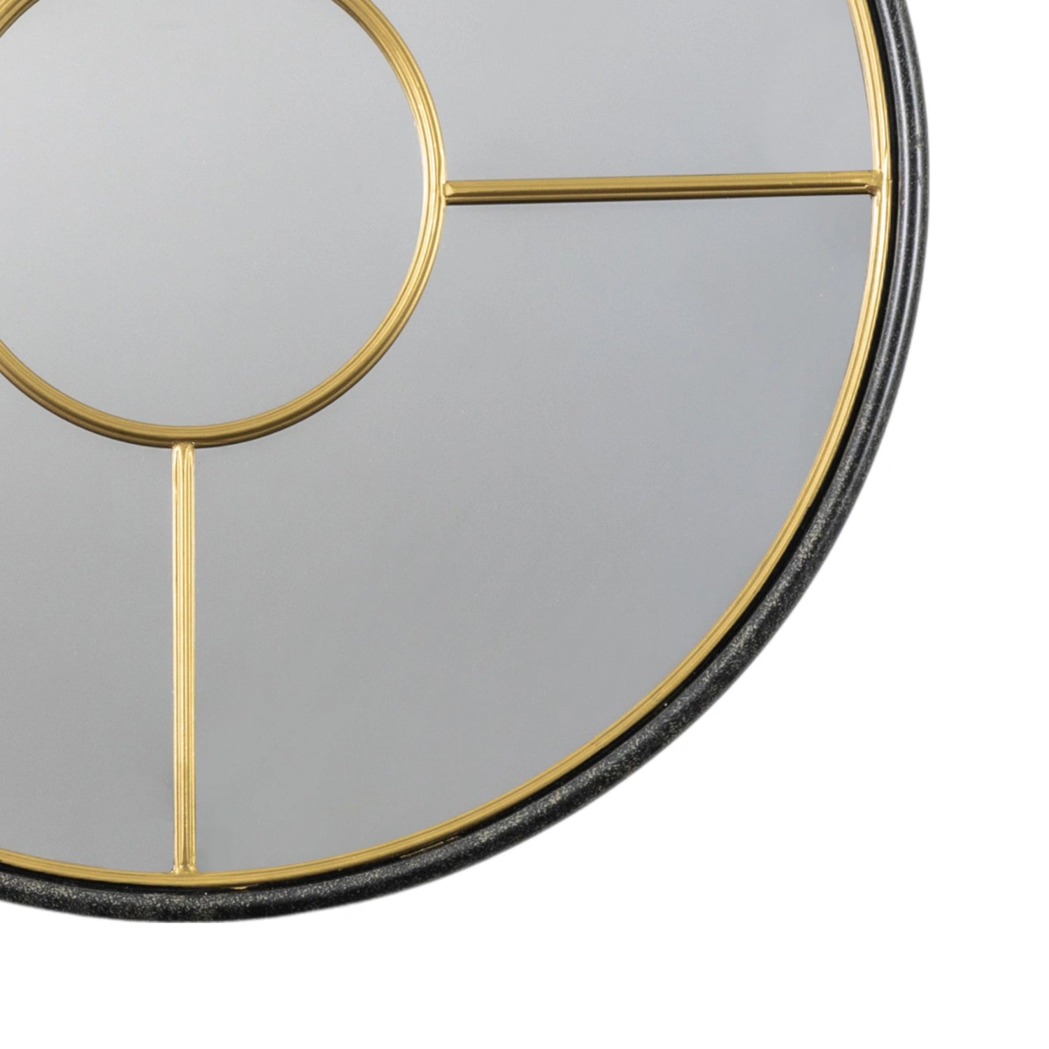 Large Round Black & Gold Window Wall Mirror 80x3.5cm – Click Style