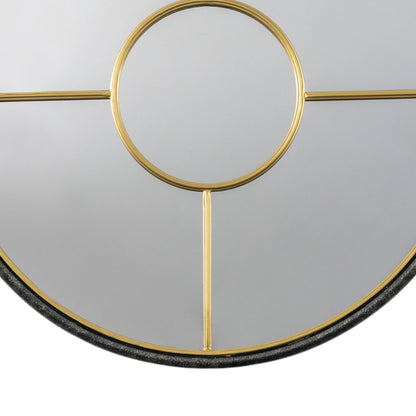 Large Round Black & Gold Window Wall Mirror 80x3.5cm – Click Style