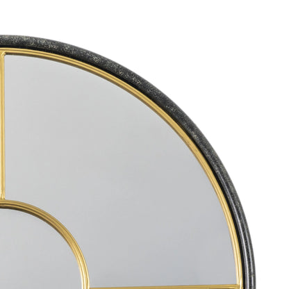 Large Round Black & Gold Window Wall Mirror 80x3.5cm – Click Style