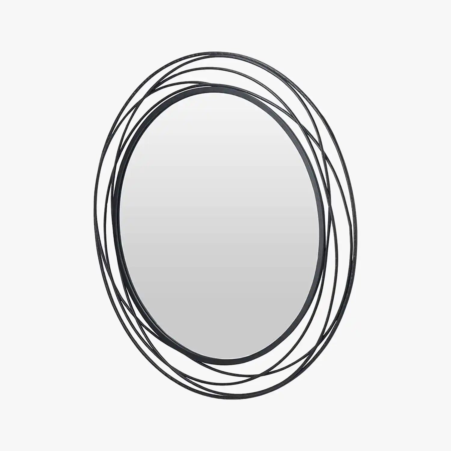 Large Round Black Metal Swirl Wall Mirror 90x90x3cm – Click Style