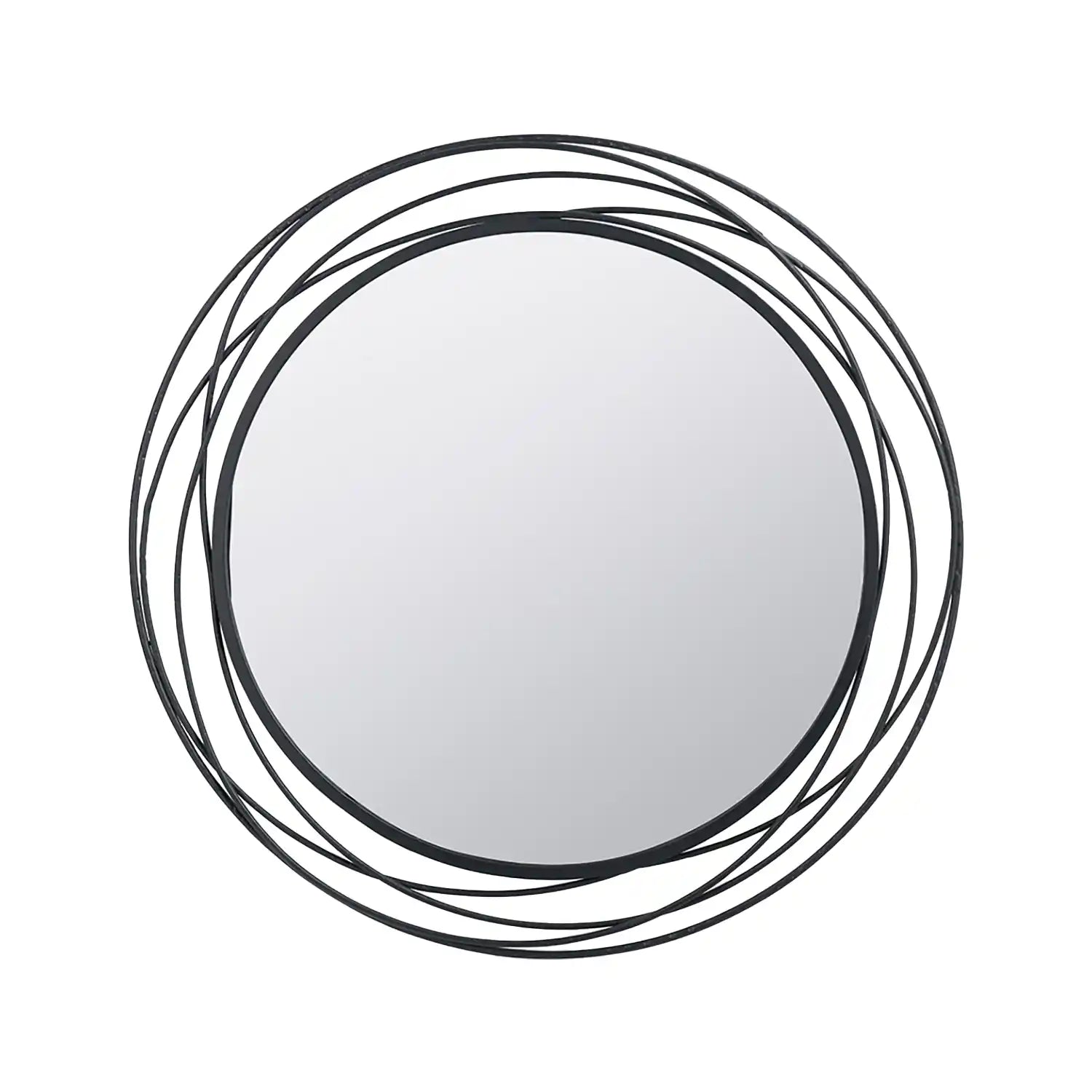 Large Round Black Metal Swirl Wall Mirror 90x90x3cm – Click Style