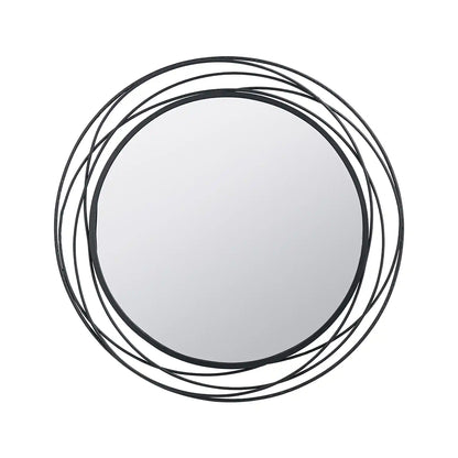 Large Round Black Metal Swirl Wall Mirror 90x90x3cm – Click Style