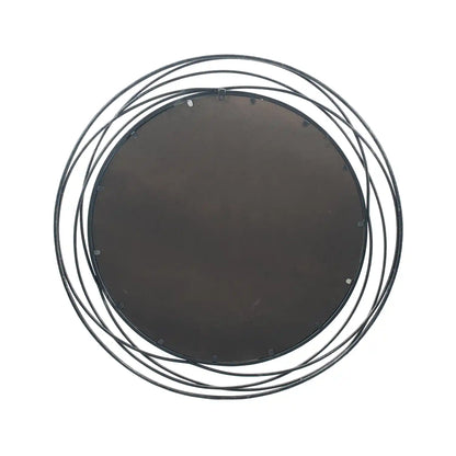 Large Round Black Metal Swirl Wall Mirror 90x90x3cm – Click Style