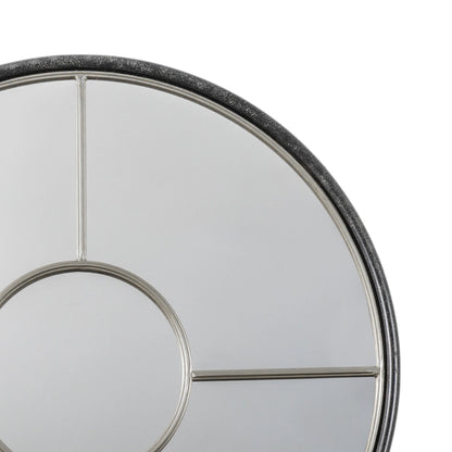 Large Round Black & Silver Window Wall Mirror 80x3.5cm – Click Style