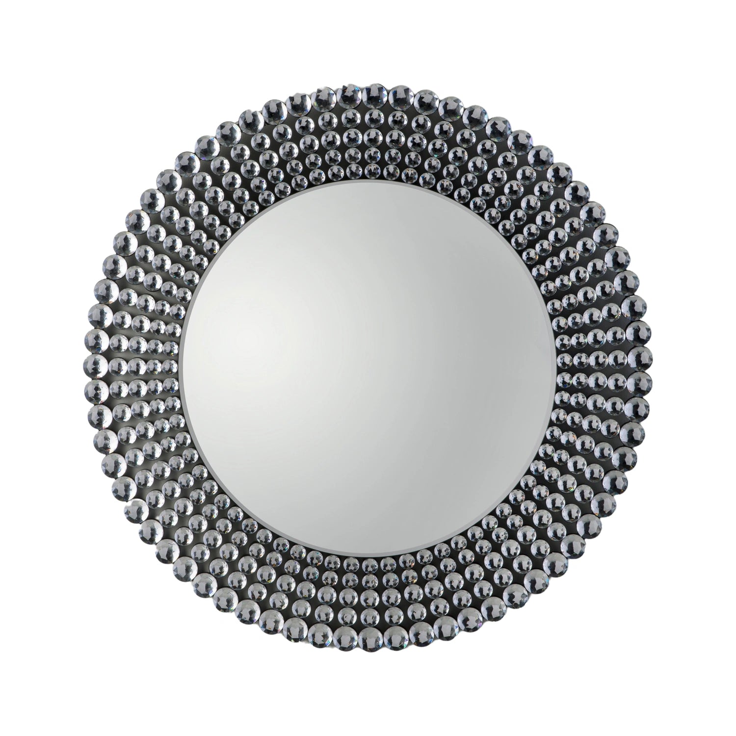 Large Round Crystal Beaded Statement Wall Mirror 90x90x1.9cm – Click Style