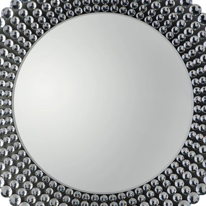 Large Round Crystal Beaded Statement Wall Mirror 90x90x1.9cm – Click Style