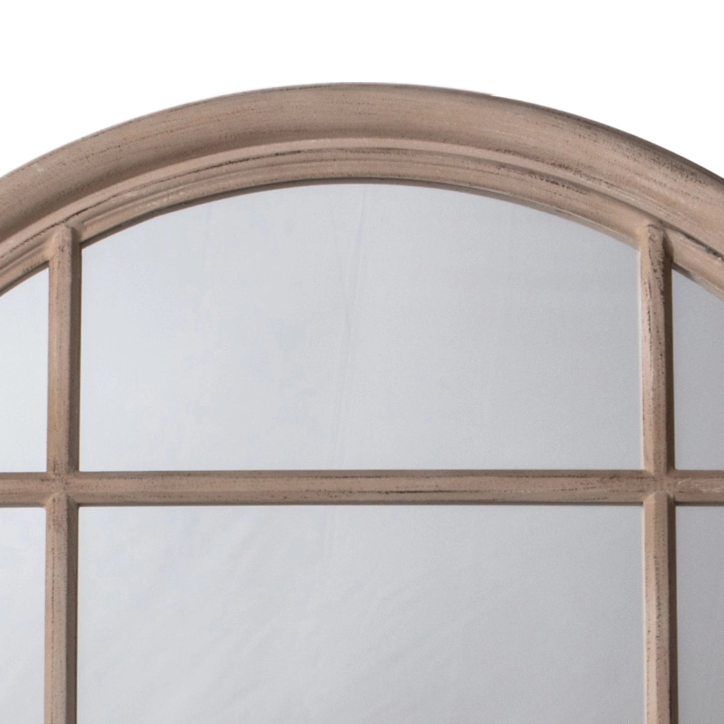 Large Round Distressed Deep Beige Window Wall Mirror 100x100x4cm – Click Style