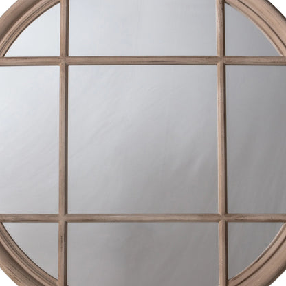 Large Round Distressed Deep Beige Window Wall Mirror 100x100x4cm – Click Style