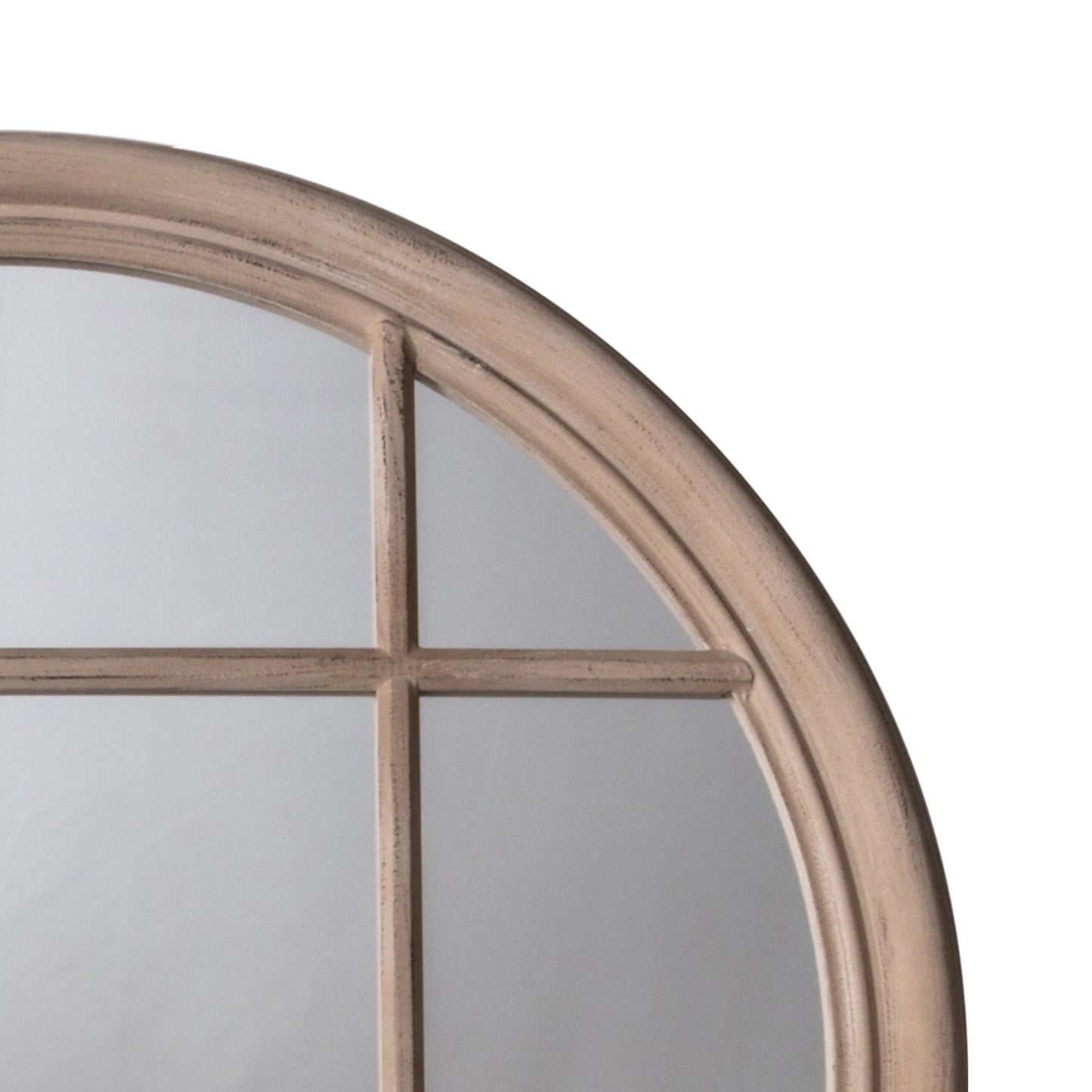 Large Round Distressed Deep Beige Window Wall Mirror 100x100x4cm – Click Style