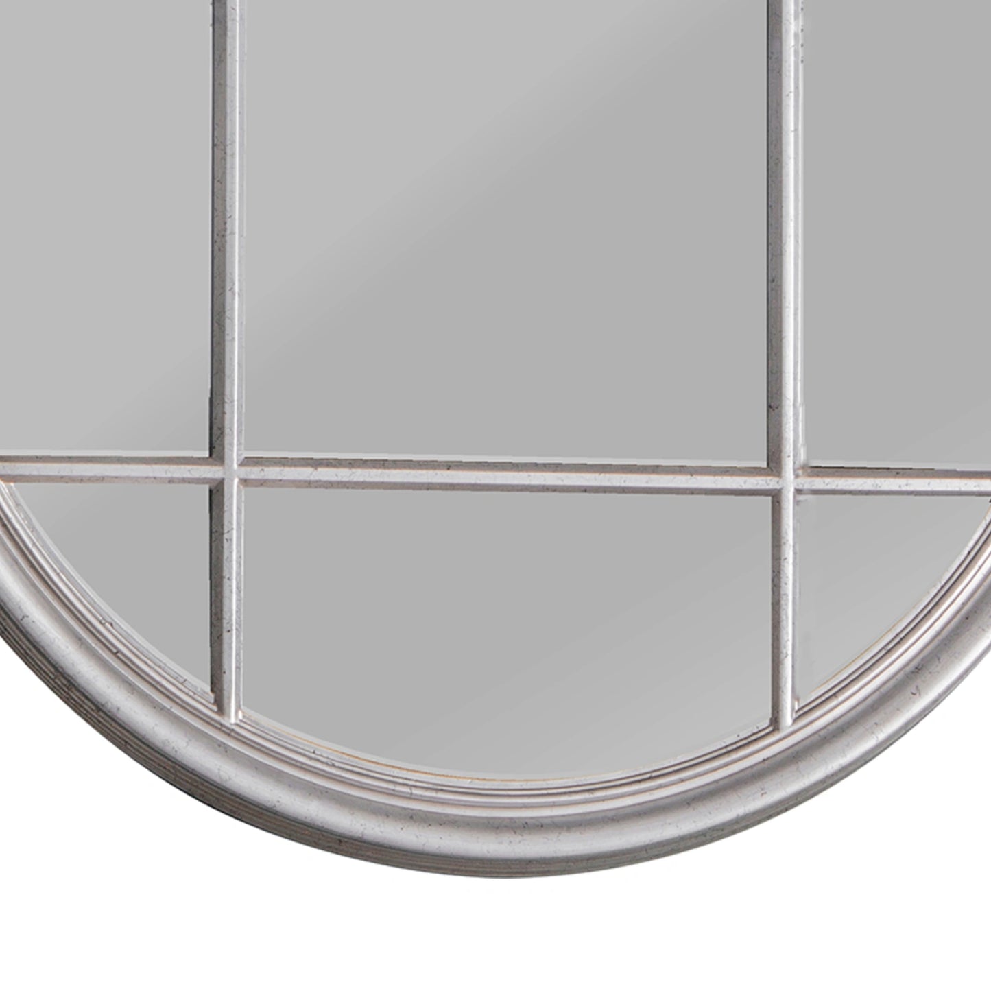 Large Round Distressed Silver Window Wall Mirror 100x100x4cm – Click Style