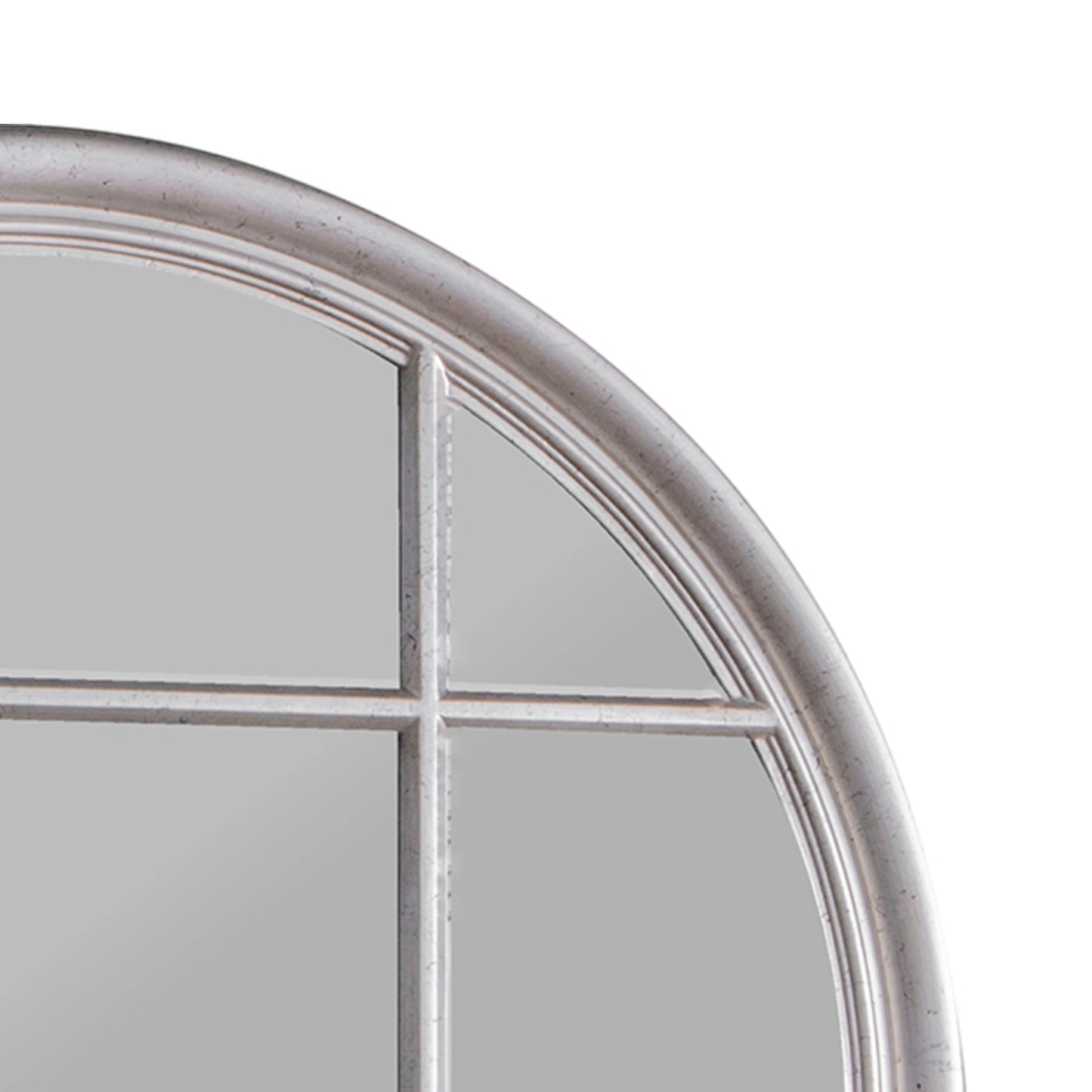 Large Round Distressed Silver Window Wall Mirror 100x100x4cm – Click Style