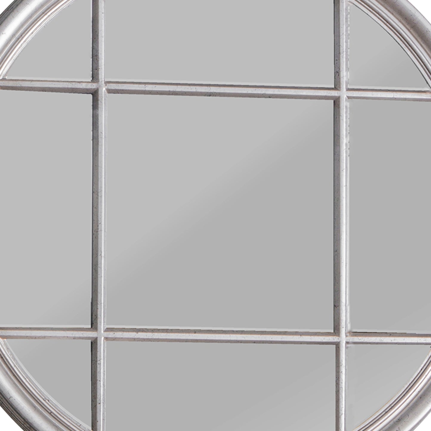 Large Round Distressed Silver Window Wall Mirror 100x100x4cm – Click Style