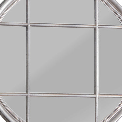 Large Round Distressed Silver Window Wall Mirror 100x100x4cm – Click Style