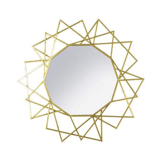 Large Round Geometric Frame Gold Wall Mirror 96x2cm – Click Style