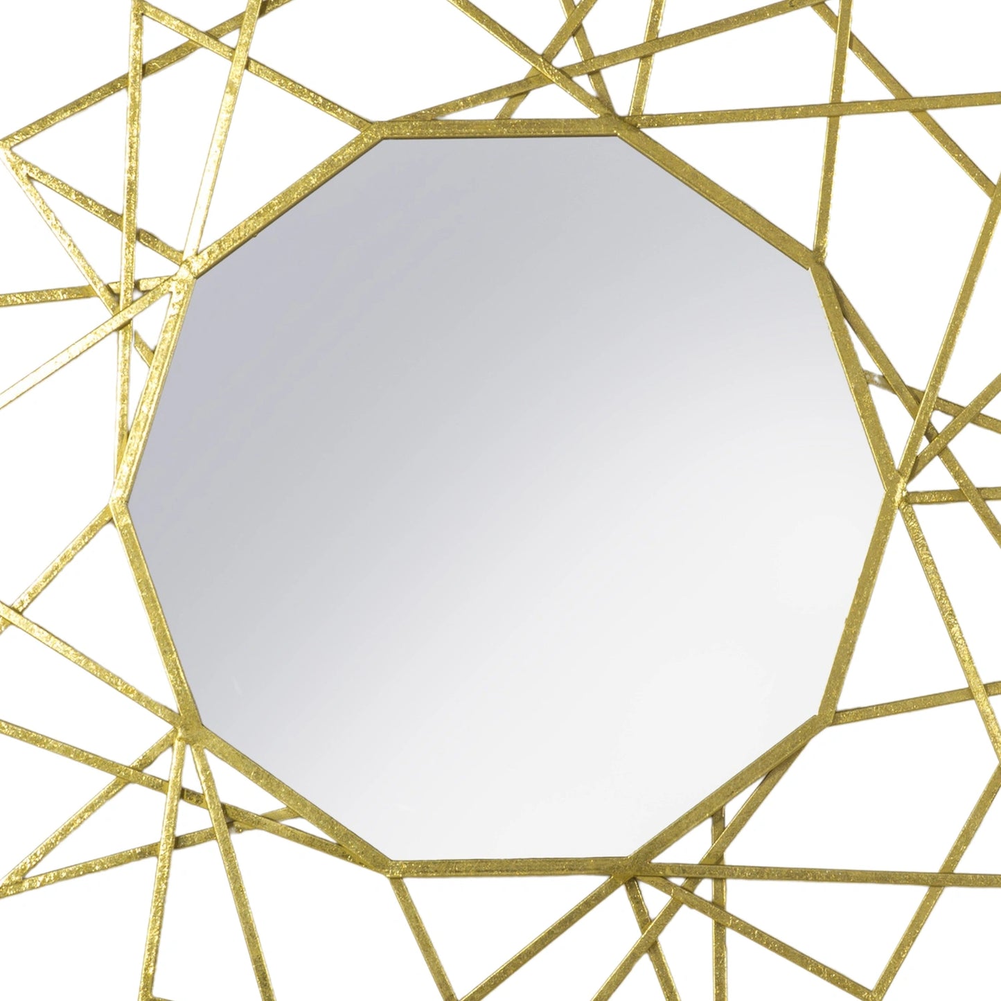 Large Round Geometric Gold Frame Wall Mirror 96x2cm – Click Style