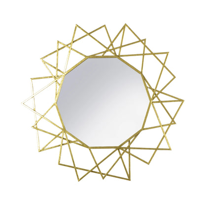 Large Round Geometric Gold Frame Wall Mirror 96x2cm – Click Style