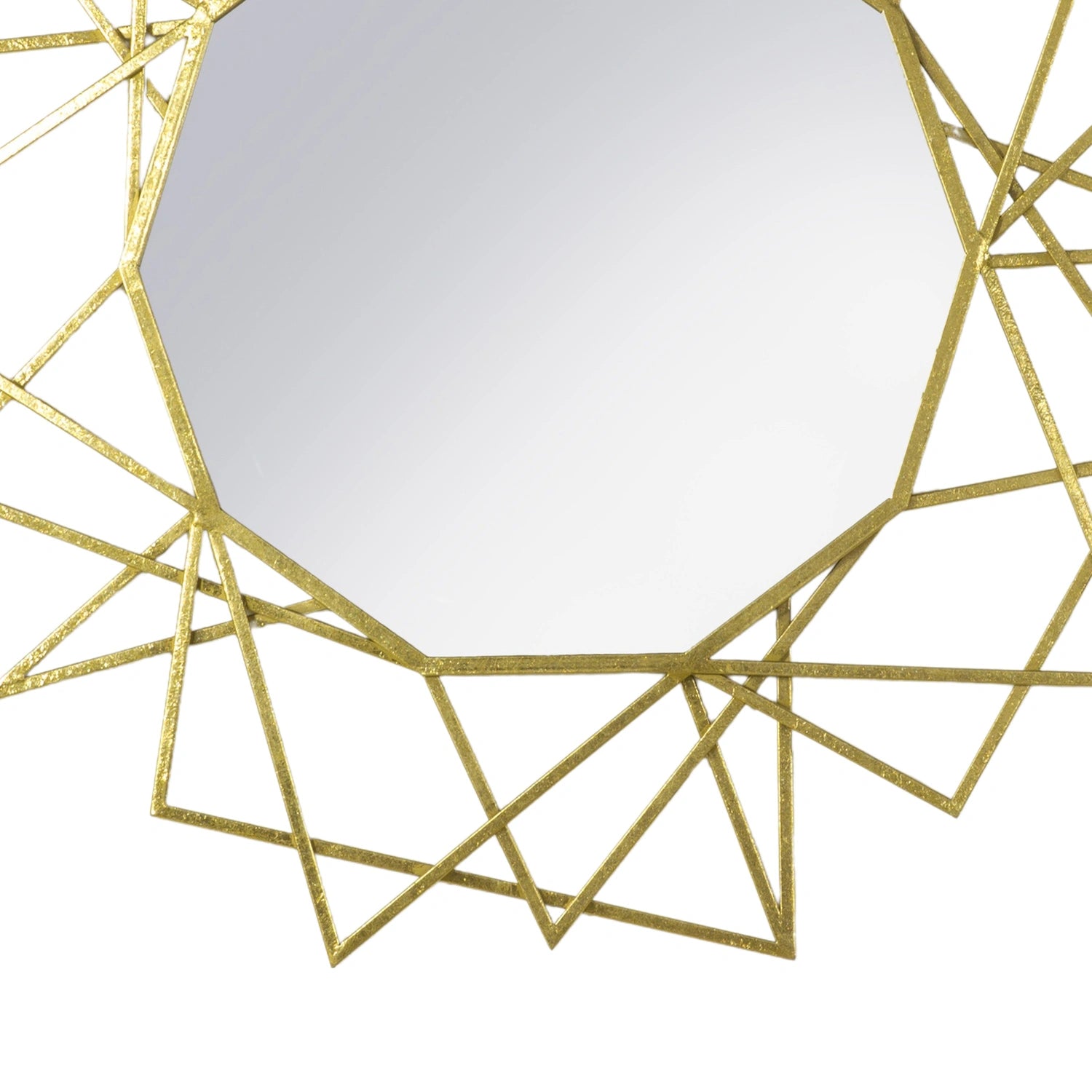 Large Round Geometric Gold Frame Wall Mirror 96x2cm – Click Style