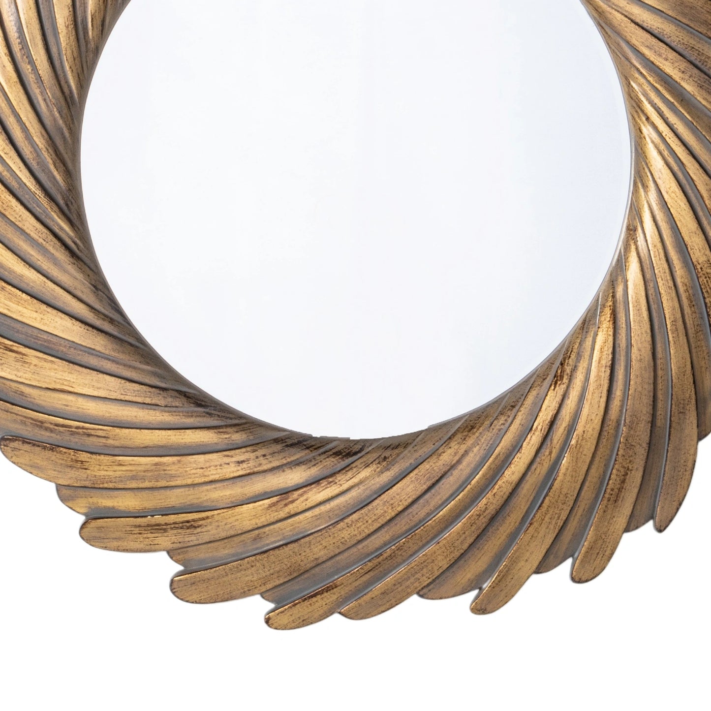 Large Round Gold Convex Curved Sunburst Wall Mirror 100x4.5cm – Click Style