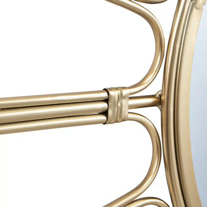 Large Round Gold Metal Cane Design Wall Mirror 100x100x5cm – Click Style