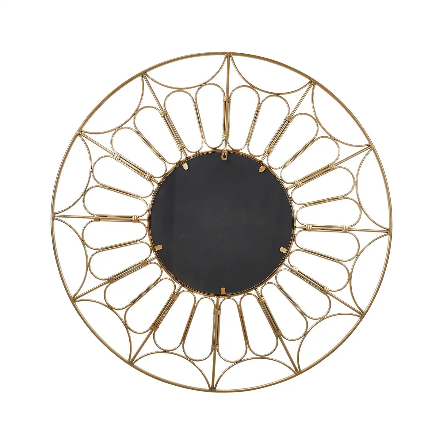 Large Round Gold Metal Cane Design Wall Mirror 100x100x5cm – Click Style