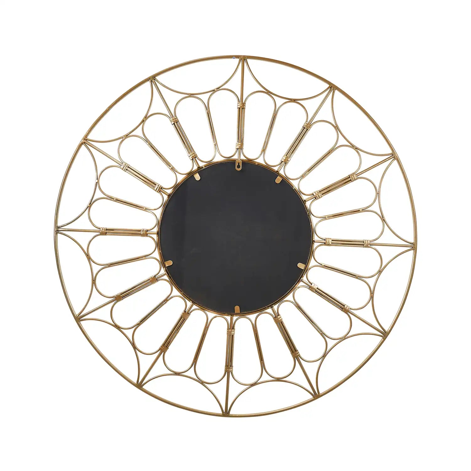 Large Round Gold Metal Cane Design Wall Mirror 100x100x5cm – Click Style