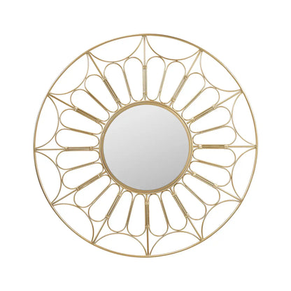 Large Round Gold Metal Cane Design Wall Mirror 100x100x5cm – Click Style