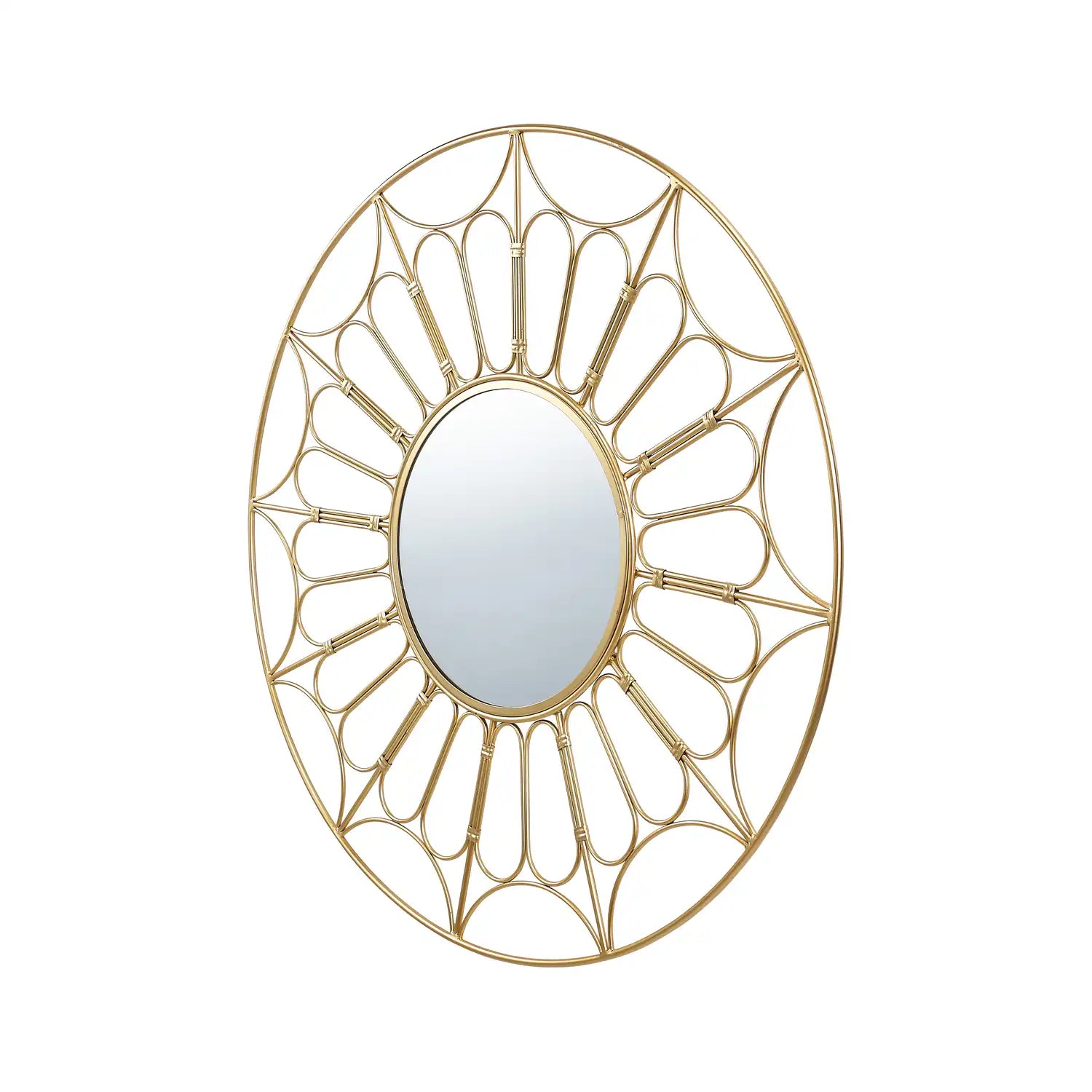 Large Round Gold Metal Cane Design Wall Mirror 100x100x5cm – Click Style