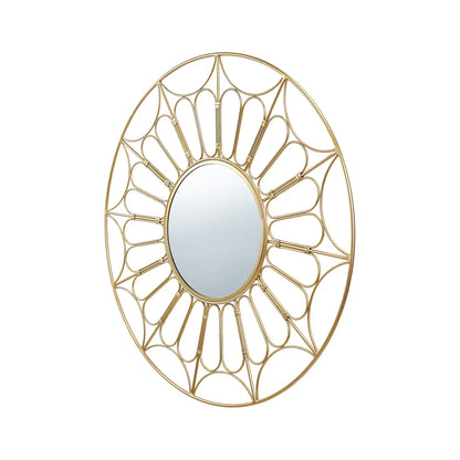 Large Round Gold Metal Cane Design Wall Mirror 100x100x5cm – Click Style