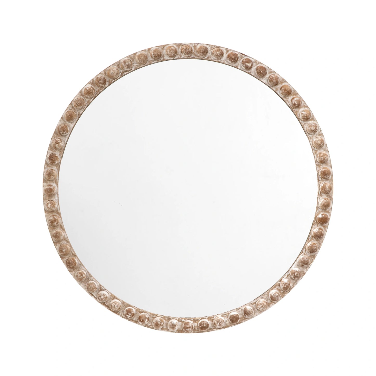 Large Round Rustic Whitewashed Wood Effect Bobbin Wall Mirror 95x95x2.5cm – Click Style