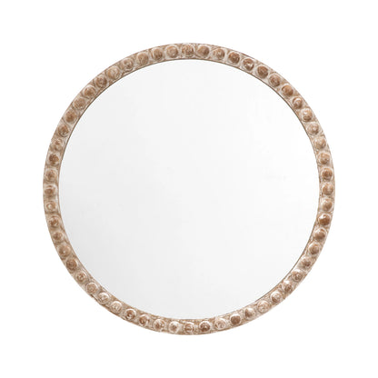 Large Round Rustic Whitewashed Wood Effect Bobbin Wall Mirror 95x95x2.5cm – Click Style