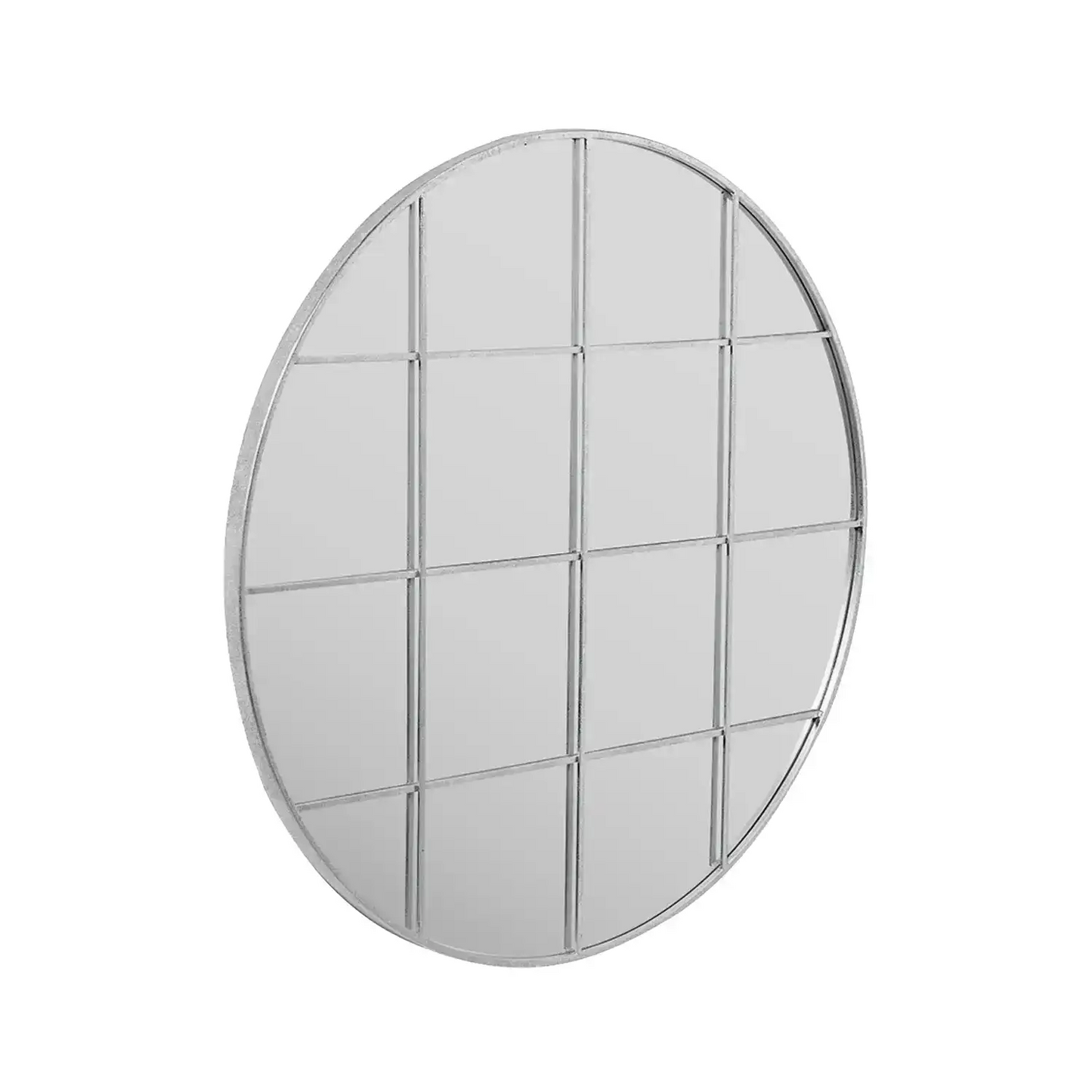 Large Round Silver Thin Framed Window Wall Mirror 100x100x4cm – Click Style