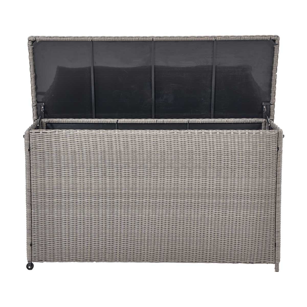 Large Slate Grey Rattan Effect Garden Cushion Storage Box – Click Style