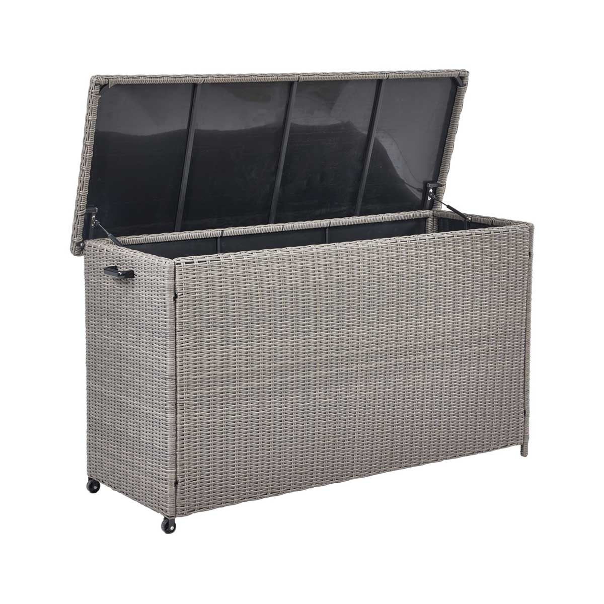 Large Slate Grey Rattan Effect Garden Cushion Storage Box – Click Style