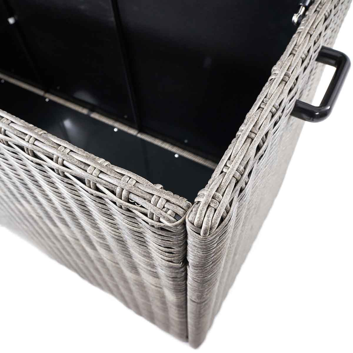 Large Slate Grey Rattan Effect Garden Cushion Storage Box – Click Style