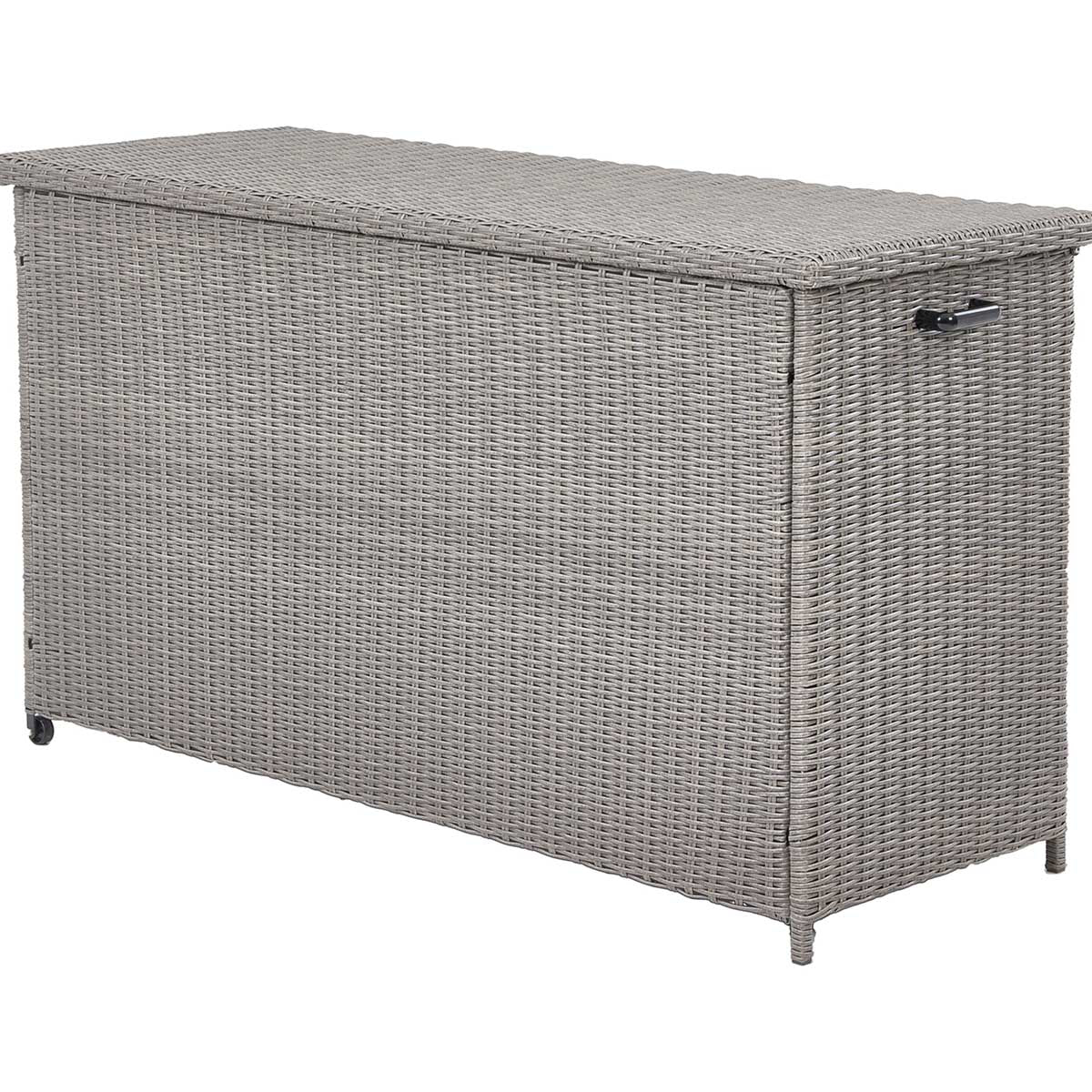 Large Slate Grey Rattan Effect Garden Cushion Storage Box – Click Style