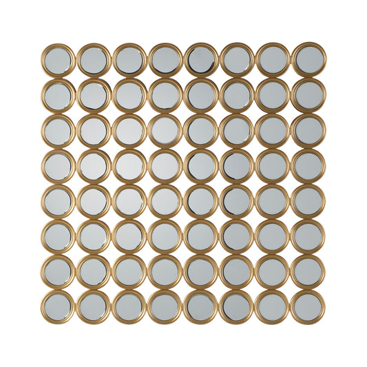 Large Square Decorative Multi Gold Framed Circles Wall Mirror 104x104x1.7cm – Click Style