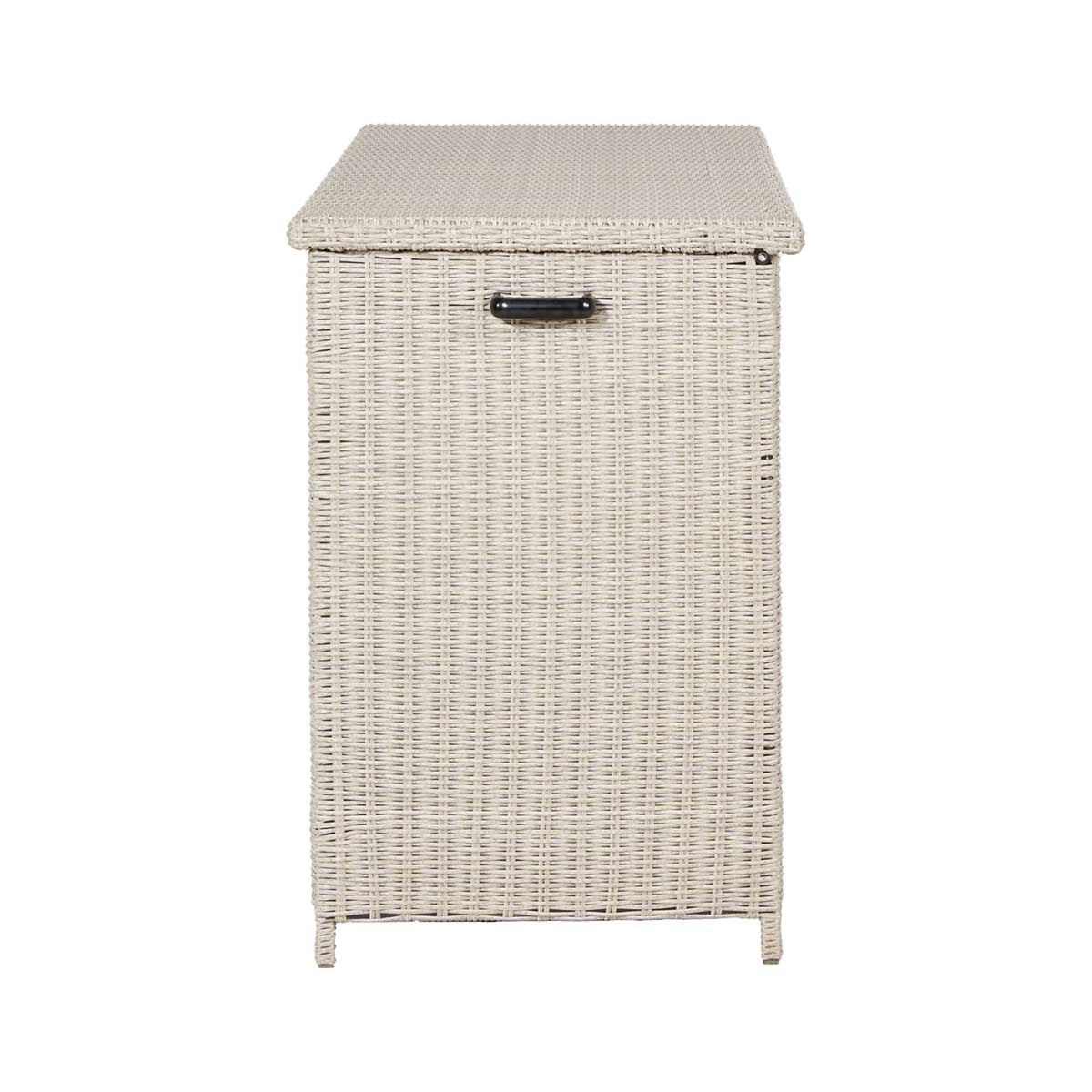 Large Stone Grey Rattan Effect Garden Cushion Storage Box – Click Style