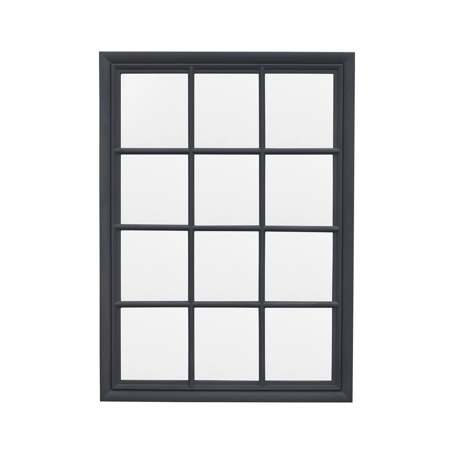 Large Traditional Rectangular Matt Dark Grey Window Wall Mirror 130x95x3.2cm – Click Style