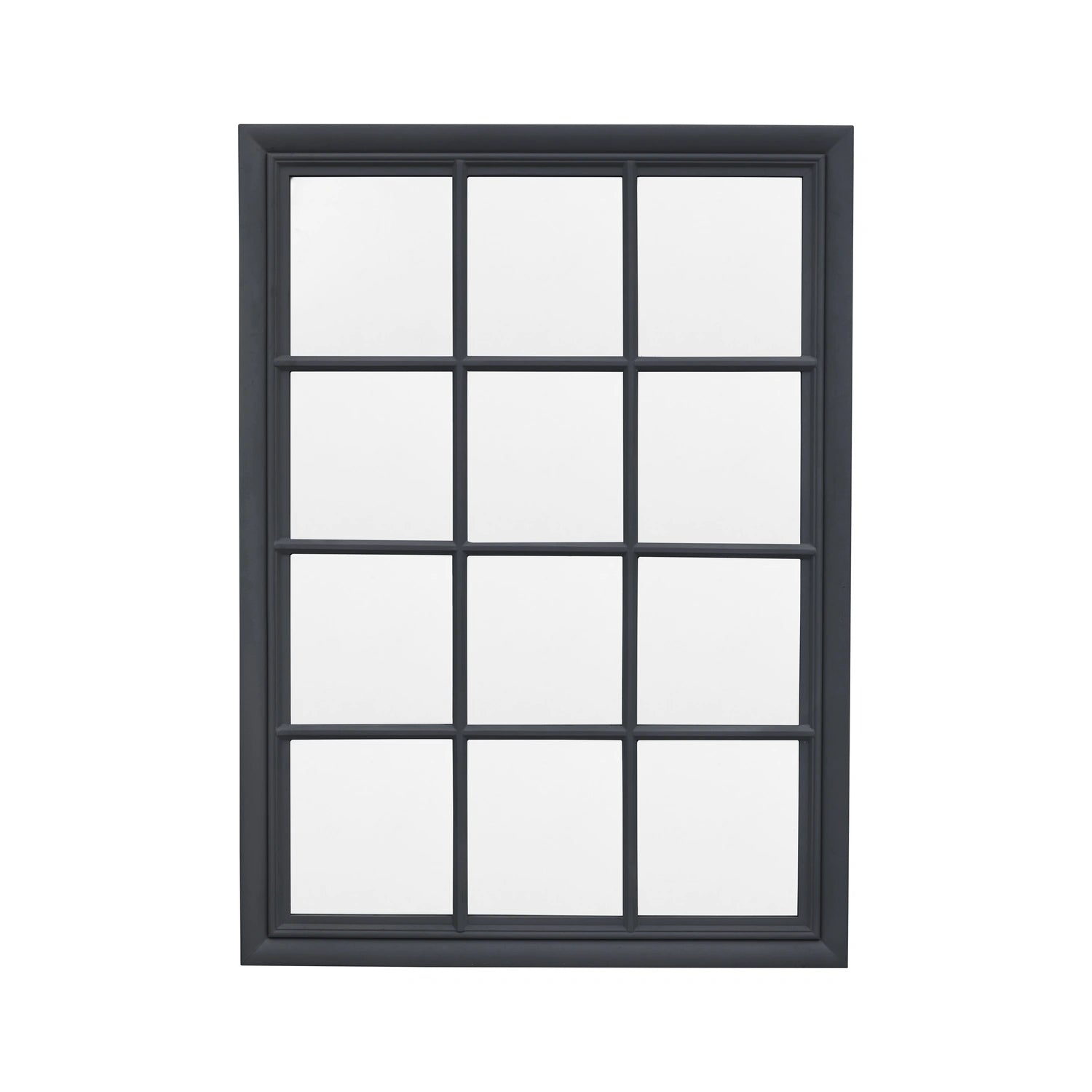 Large Traditional Rectangular Matt Dark Grey Window Wall Mirror 130x95x3.2cm – Click Style