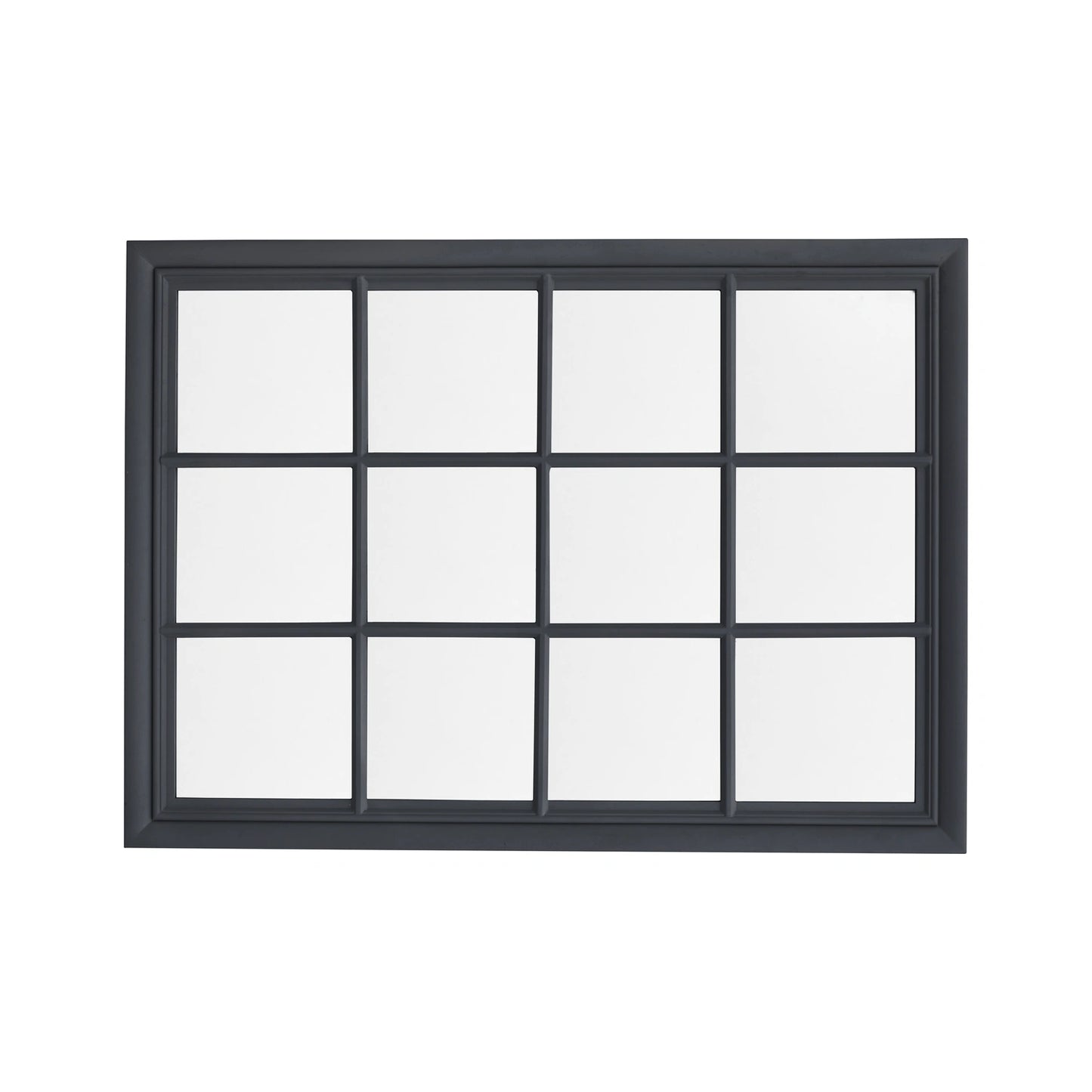 Large Traditional Rectangular Matt Dark Grey Window Wall Mirror 130x95x3.2cm – Click Style