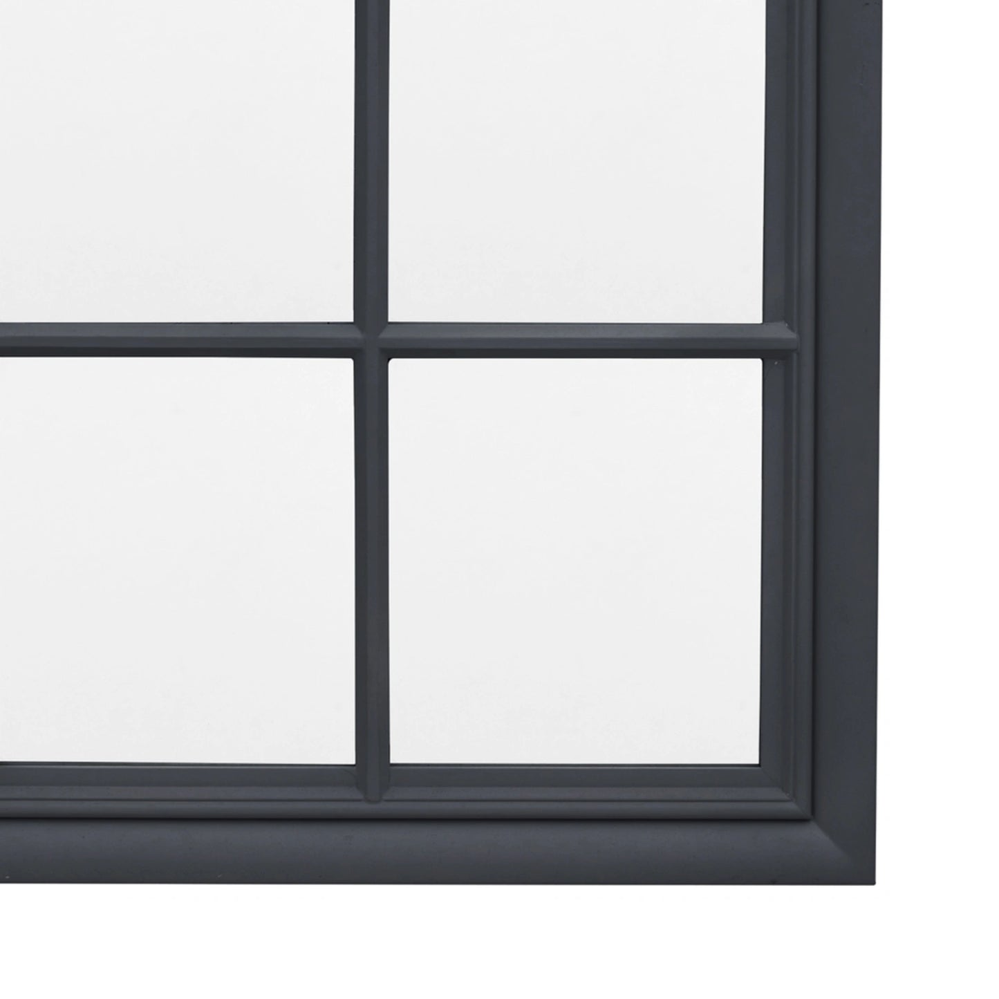 Large Traditional Rectangular Matt Dark Grey Window Wall Mirror 130x95x3.2cm – Click Style