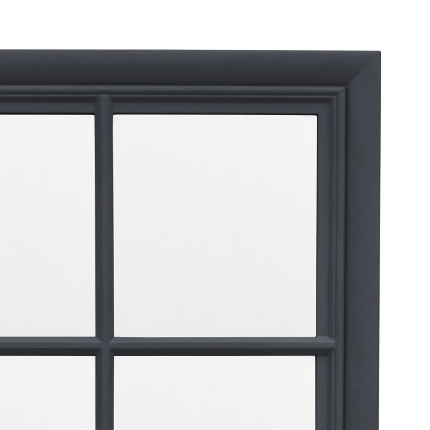 Large Traditional Rectangular Matt Dark Grey Window Wall Mirror 130x95x3.2cm – Click Style