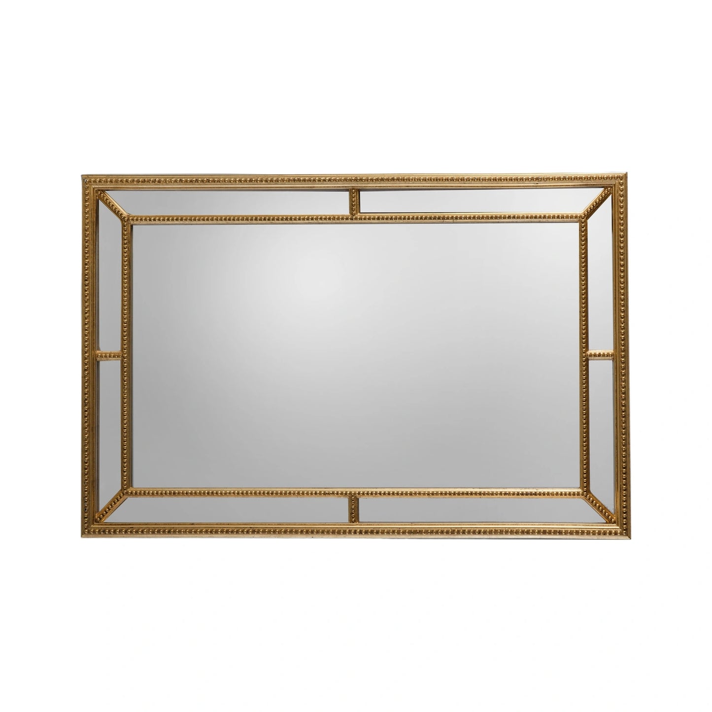 Large Vintage Rectangular Antique Gold Beaded Frame Wall Mirror 121x80x5cm – Click Style