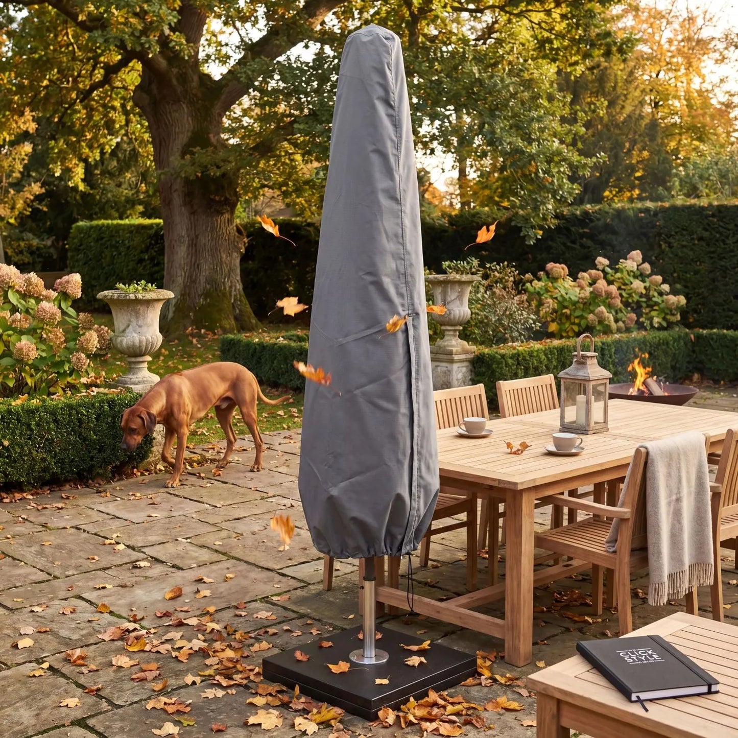 Platinum AeroCover Breathable Centre Pole Parasol Cover with Fibreglass Rod for Garden Parasols – Water-Resistant Outdoor Protective Cover 165x35cm | Click Style